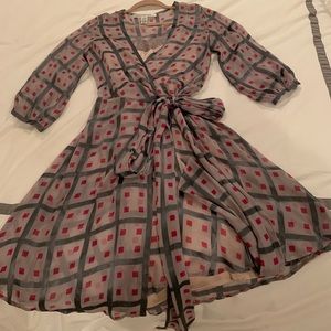 Diane von Furstenberg wrap dress w lace silk slip